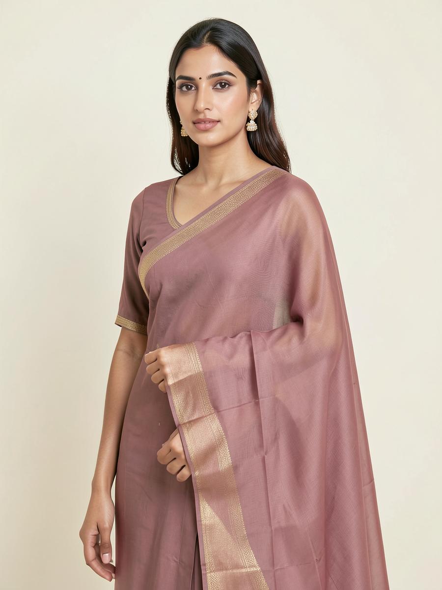 Sample: Rose Chiffon Gold Border Dupatta